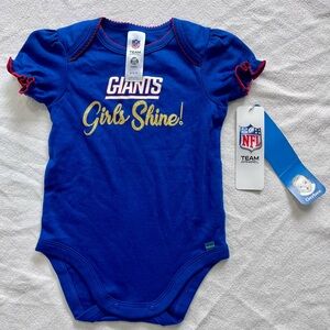 NY Giants Girls Shine Blue Onesie w Red and Gold Details Sz 6-12 months NWT